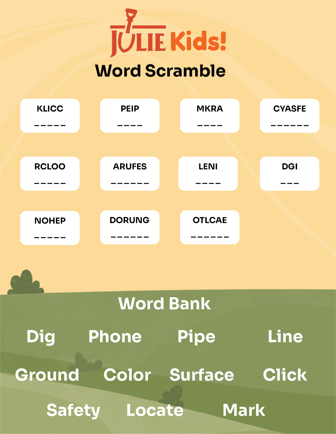 preview of word scramble sheet